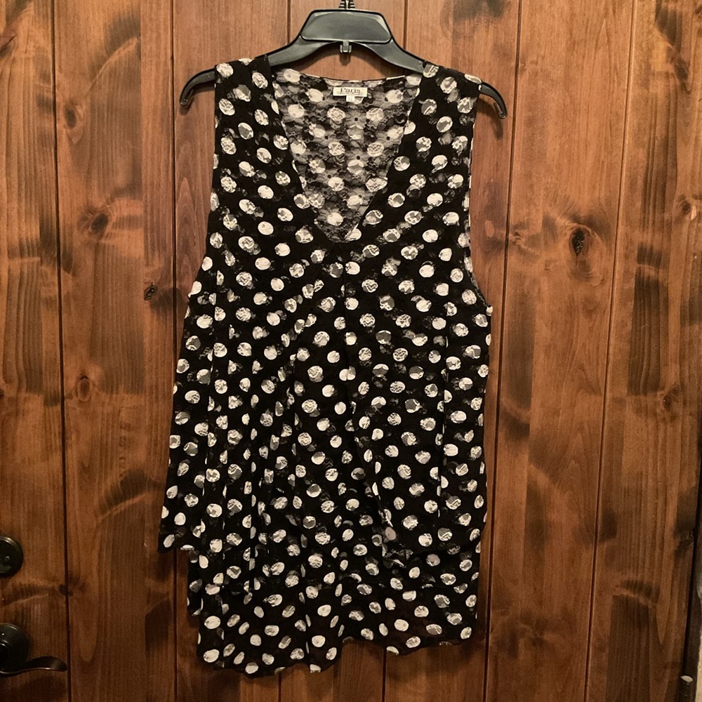 Paris Hues Black and White Polka Dot V-Neck Blouse